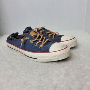 Converse Shoreline Women's Size 7 Shoes Navy Blue Leather Laces Slip On Sneakers